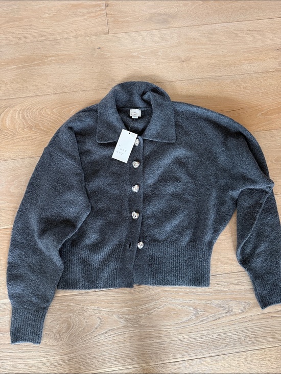 a new day Tops - a new day Charcoal Gray Button-Up Knit Cardigan